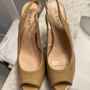 Guess nude peep toe heels